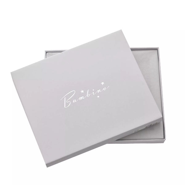 Gray gift box with 'Bambino' branding on a white background