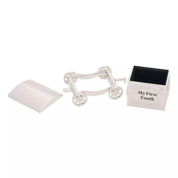 Baby tooth collection set with a box labeled 'My First Tooth' on a white background