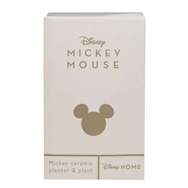 Box packaging for a Mickey Mouse ceramic planter with Disney Home branding.