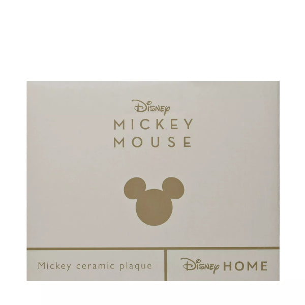 Disney Mickey Mouse ceramic plaque packaging with logo and text on a beige background
