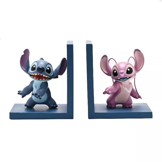 Two cartoon character bookends on a white background