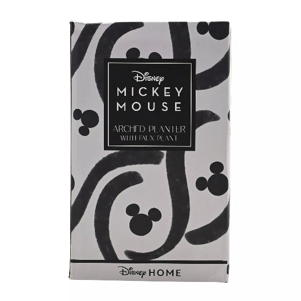 Box for a Disney Mickey Mouse arched planter with black and white design.