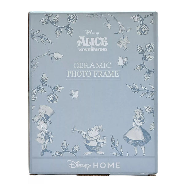 Ceramic photo frame packaging with Disney Alice in Wonderland design on a white background