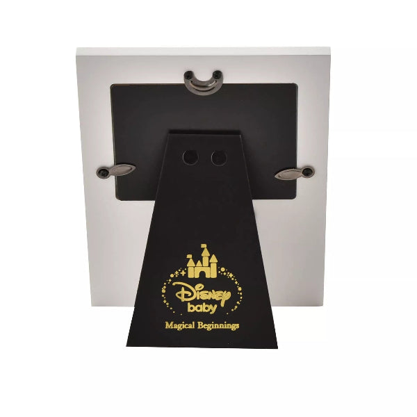 Black baby bootie with Disney Baby logo on a white background