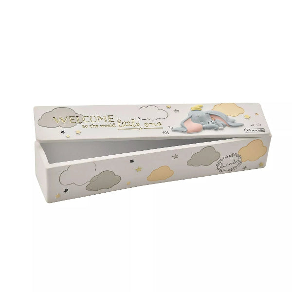 Baby gift box with elephant design and text on a white background