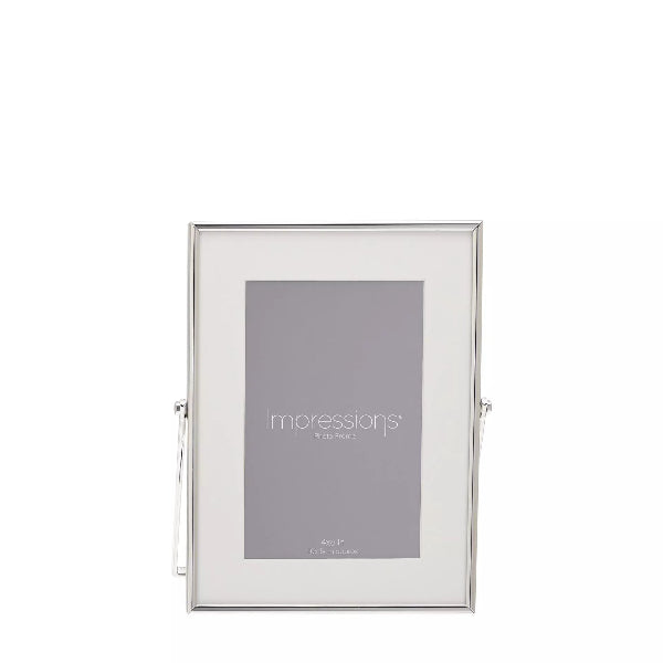 Silver picture frame with 'Impressions' branding on a white background