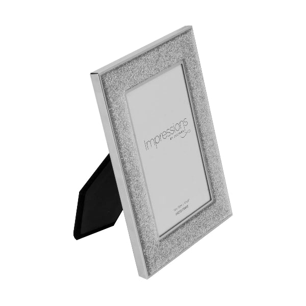 Impressions Silver Colour Photo Frame with Glitter Band 4"x6"
