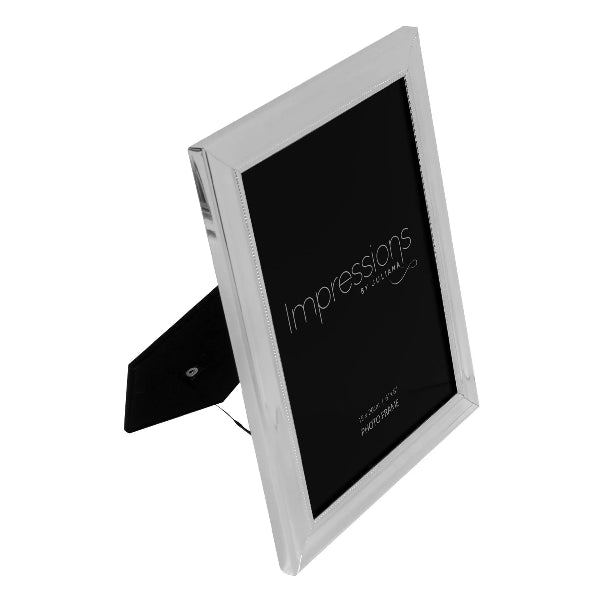 Silver photo frame with 'Impressions' branding on a white background