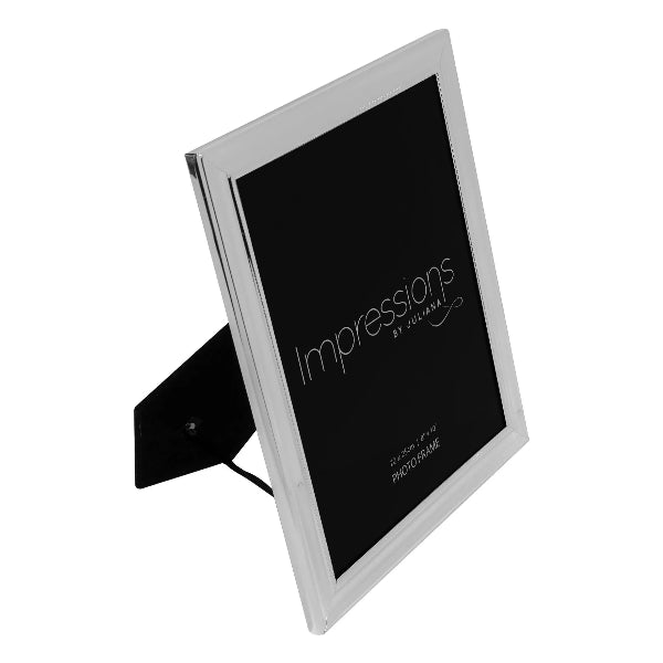 Silver photo frame with 'Impressions by Juliana' branding on a white background