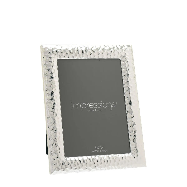 Silver photo frame with 'Impressions' branding on a white background