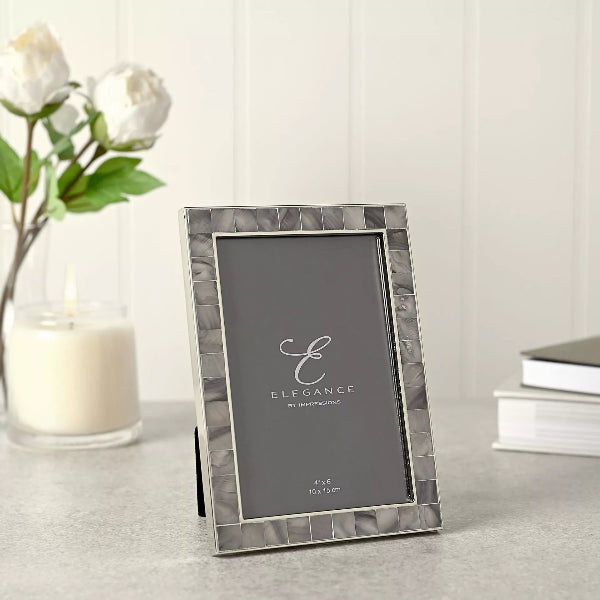 Impressions Elegance Grey Mother of Pearl Photo Picture Frame 4" x 6"