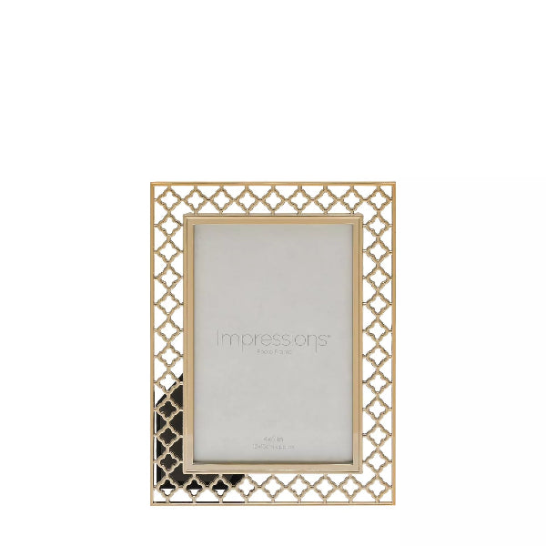 Decorative photo frame with geometric lattice design on a white background