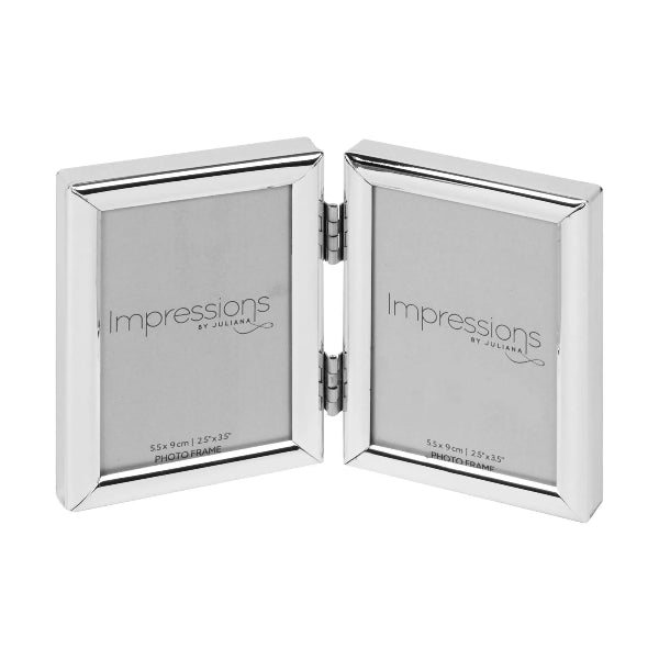 Silver photo frame with 'Impressions by Juliana' branding on a white background.