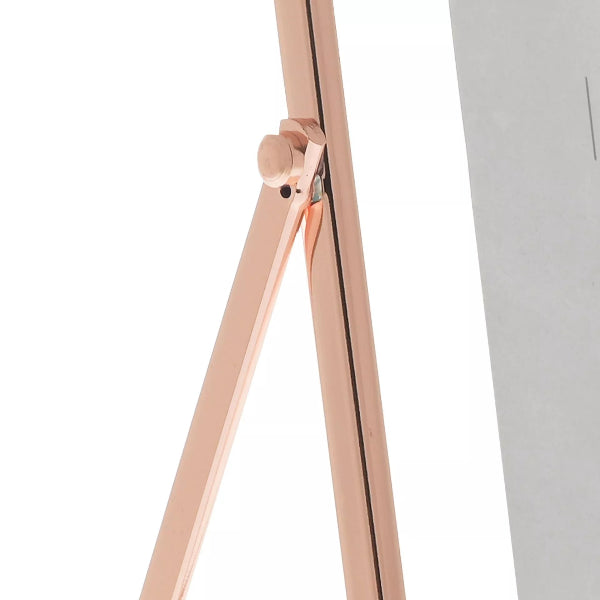 Rose gold stand with a white background
