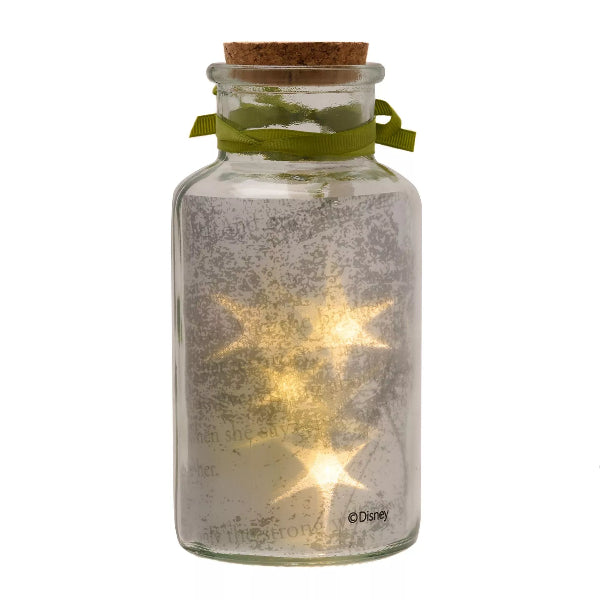 Glass jar with cork lid and LED lights inside, featuring a Disney logo.