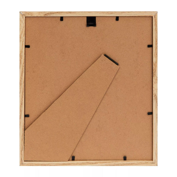 Back of a wooden picture frame with brown cardboard backing