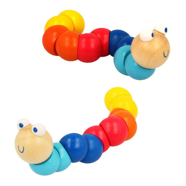 Colorful toy caterpillar on a white background