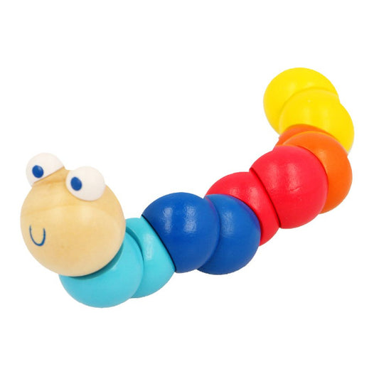 Colorful toy caterpillar on a white background