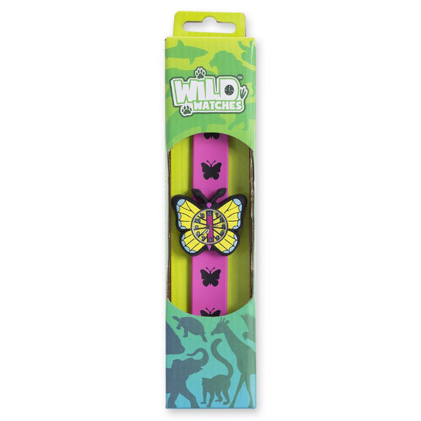 Packaged pink matches with butterfly design on a colorful packaging
