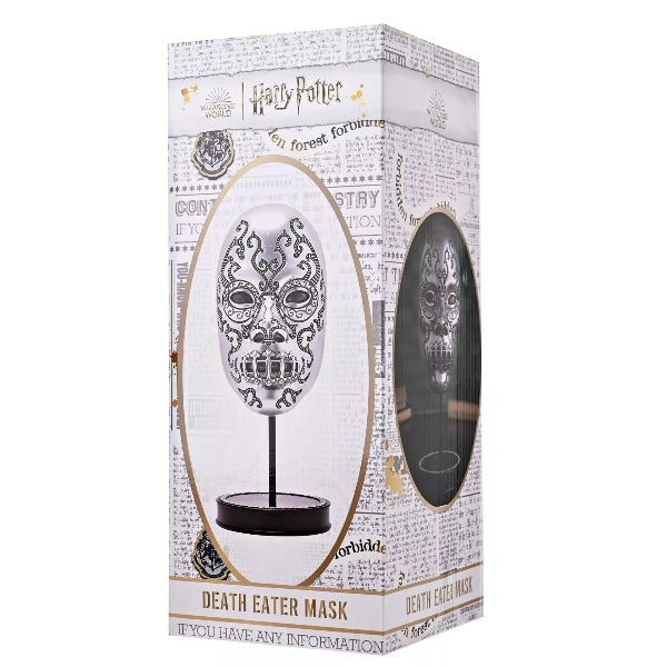 Boxed Death Eater mask from Harry Potter with decorative text and design.